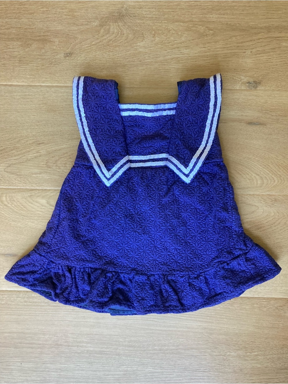 Rare Editions Vintage Navy Blue Sailor‑Collar Ruffle Hem Dress